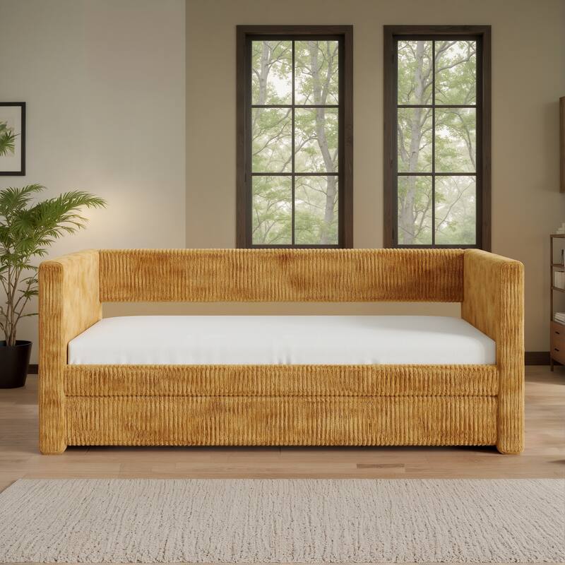 Corvus Somme Corduroy Upholstered Daybed with Trundle