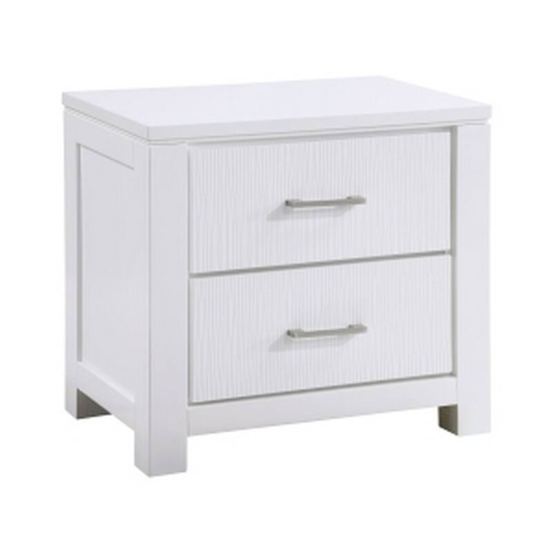 White/Chrome 2 Drawer 17 in. W Nightstand with Sturdy Hardware and Ample Storage