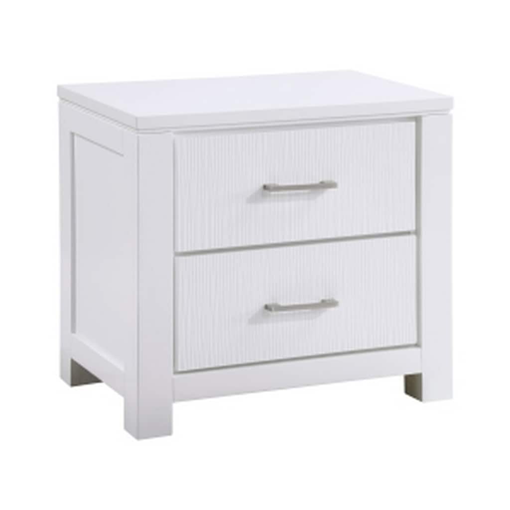 White/Chrome 2 Drawer 17 in. W Nightstand with Sturdy Hardware and Ample Storage