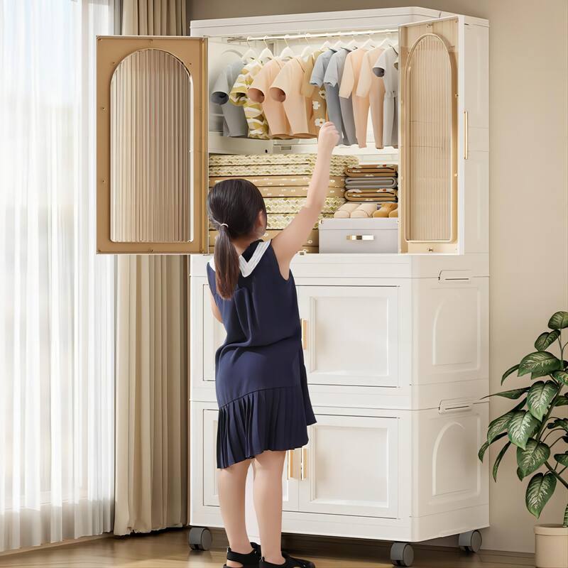 Folding Wardrobe with Magnetic Door Plastic Storage Cabinet