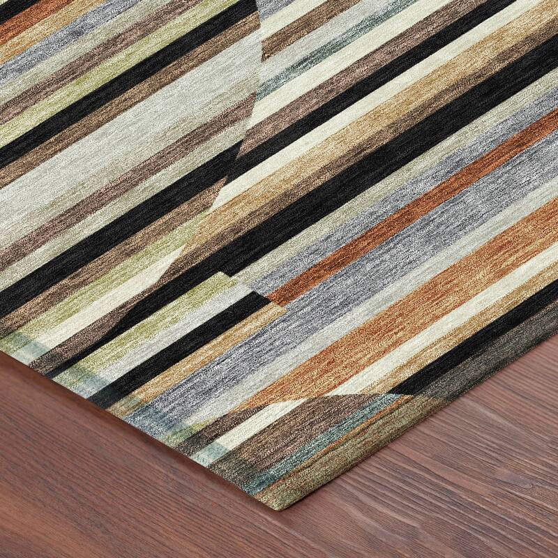 Machine Washable Indoor/ Outdoor Modern Cokedale Chantille Rug