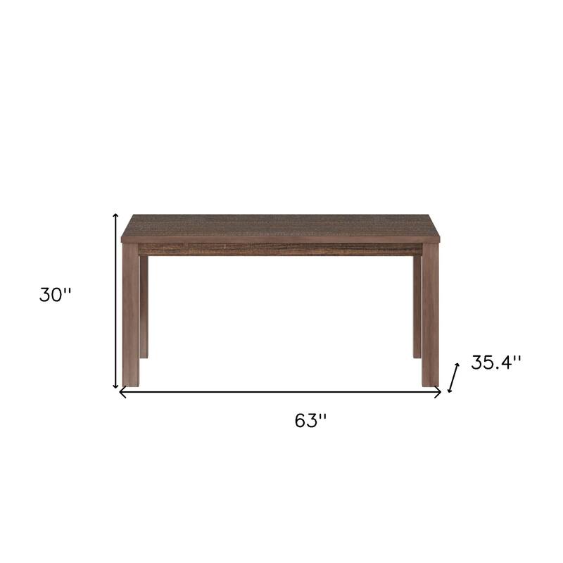 Solid Wood Rectangular Dining Table for 8 with Rustic Distressed Finish - 35.38” D x 63” W x 30” H