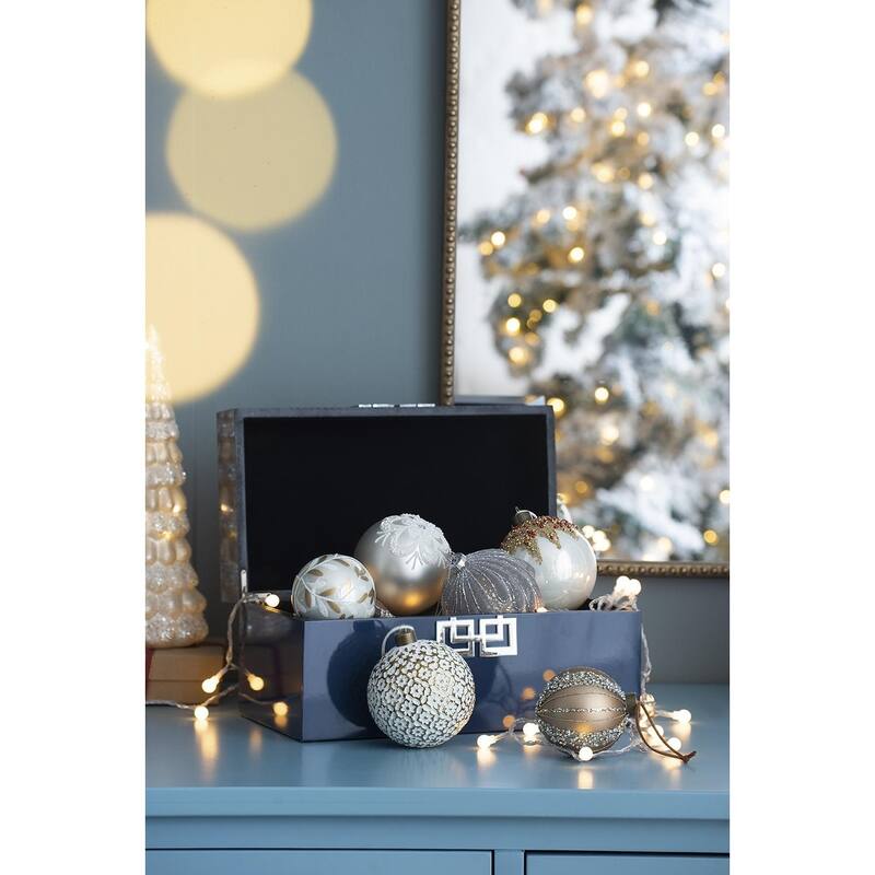 D3" Christmas Ball Ornaments, Glass Decorative Hanging Ball Christmas Tree Ornaments for Holiday Party, Set of 12