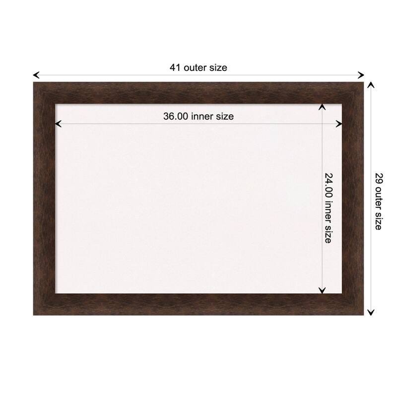 Warm Walnut Wood Framed White Corkboard Bulletin Board - Board Size 36x24