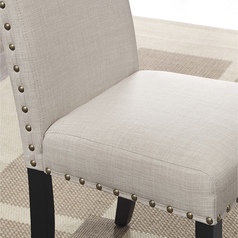 Roundhill Furniture Biony Fabric 29" Bar Stools with Nailhead Trim (Set of 2)