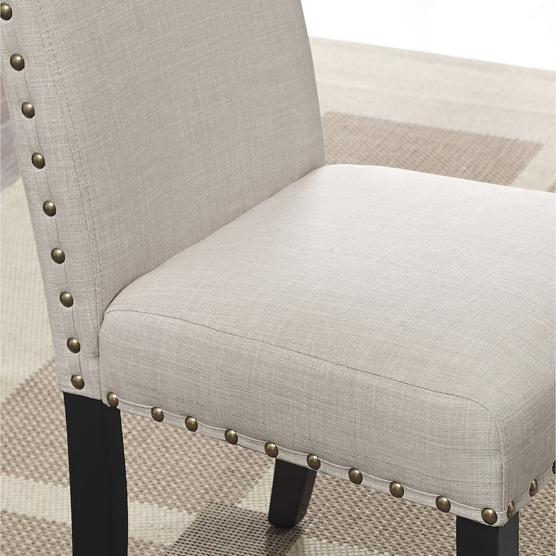 Fabric Dining Chairs with Nailhead Trim (Set of 2)