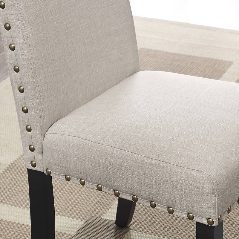 Fabric Side Chair Dining Chairs with Nailhead Trim, Tan Set of 2 Meeting Room Chair Lounge Chair Dressing Chair