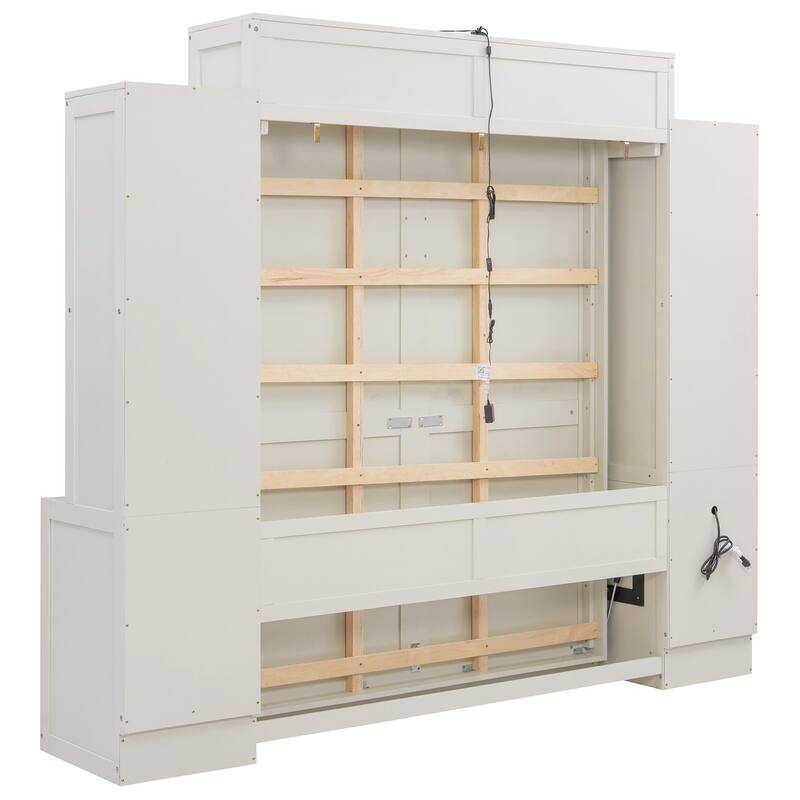 Roomfitters Queen Size Murphy Wall Bed with Desk and Storage Cabinets, Space Saving