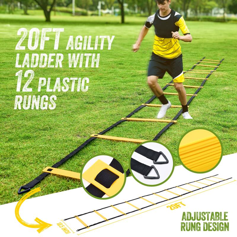12x6ft Portable Haokelball Soccer Goal with 12 Cones, Agility Ladder, and Carry Bag for Backyard