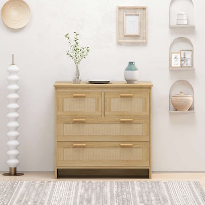 4 Drawers Rattan Cabinet,for Bedroom