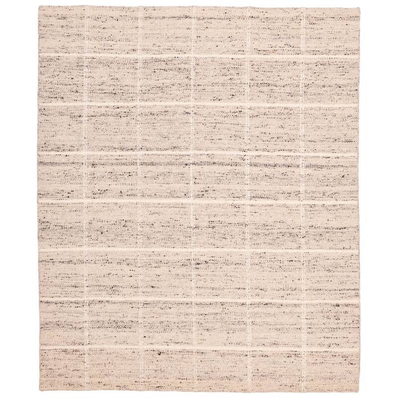 ECARPETGALLERY Hand Woven Looma Light Grey Wool Rug - 8'3 x 10'2