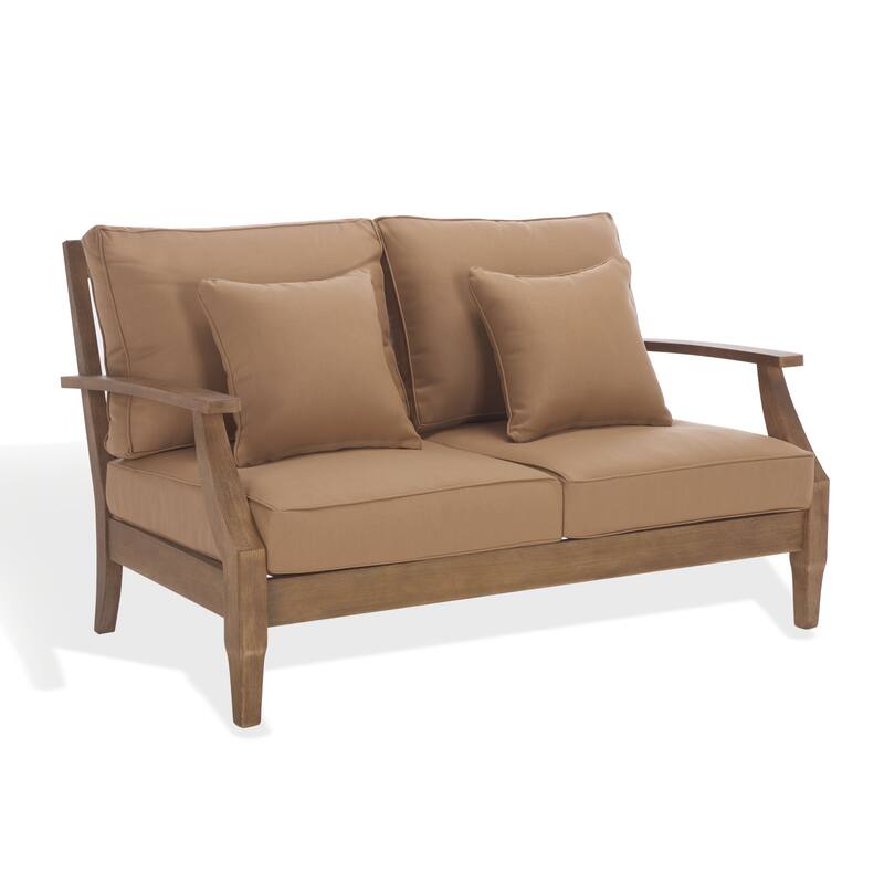 SAFAVIEH Couture Martinique Wood Patio Loveseat - 56"W x 35"D x 32"H