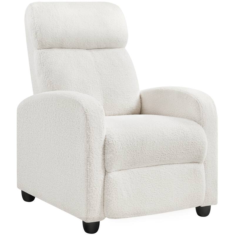 Yaheetech Upholstered Boucle Recliner Sofa Adjustable Reclining Chair, Ivory
