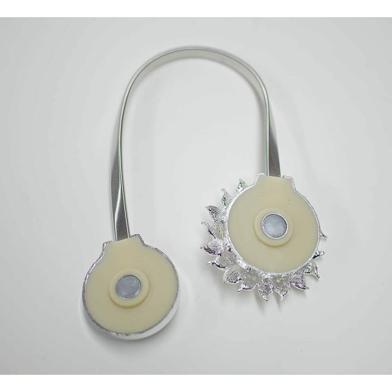 Yule Single Bling Diamond Floral Design Curtain Holdback Magnetic Clip Drapery Tieback