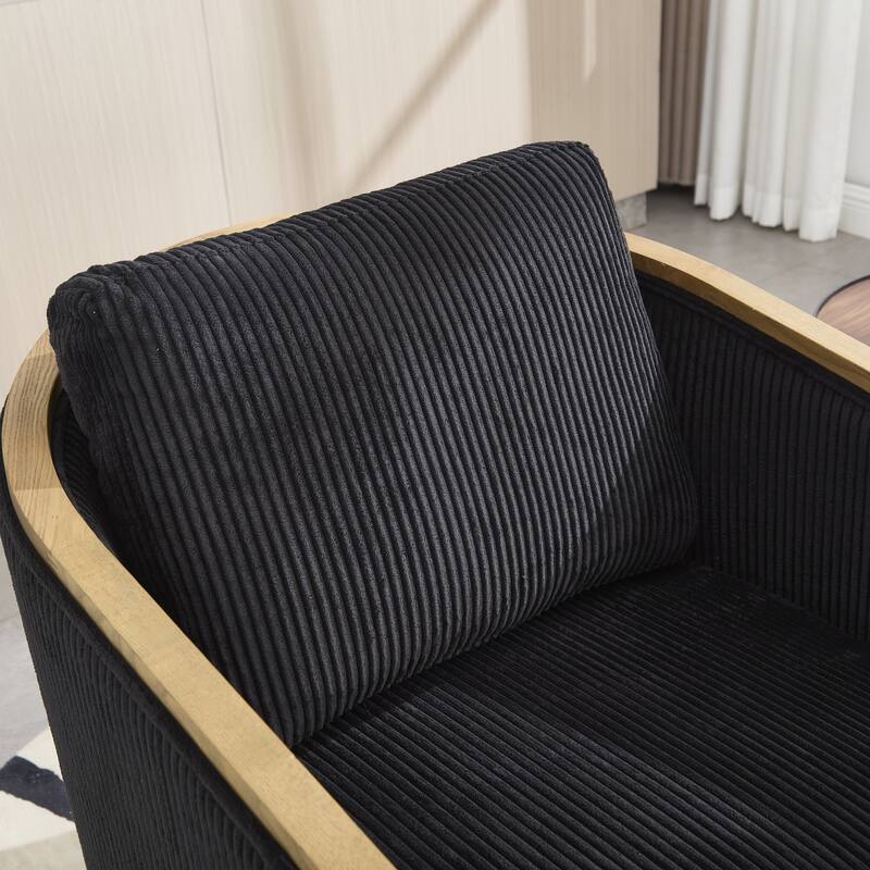 Accent Chair Sofa Chair with High-Density Foam and Curved Back, Degree Swivel Barrel Club Chair Lounge Chair