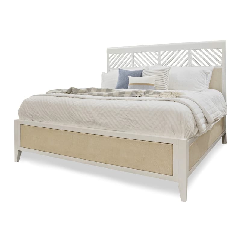 Miramar Woven Bed Coastal Elegance Sand and Stark White Finish - Queen
