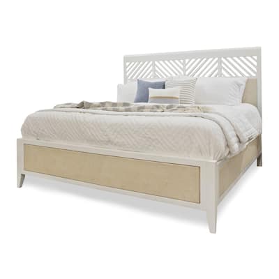 Miramar Woven Bed Coastal Elegance Sand and Stark White Finish