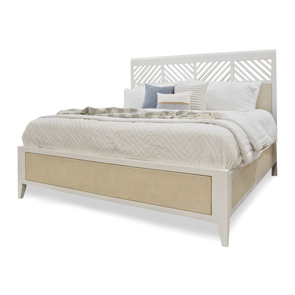 Miramar Woven Bed Coastal Elegance Sand and Stark White Finish
