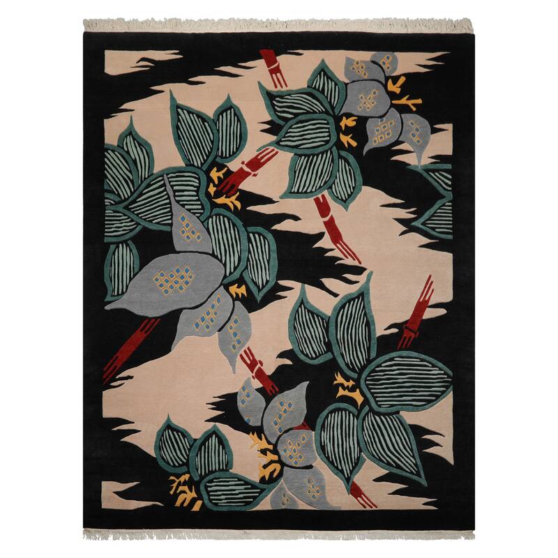 8'8''x11'8'' Hand Knotted Wool Ivory Tibetan Art Deco Plush Pile Rug - 8' 8'' x 11' 8'' - 8' 8'' x 11' 8''