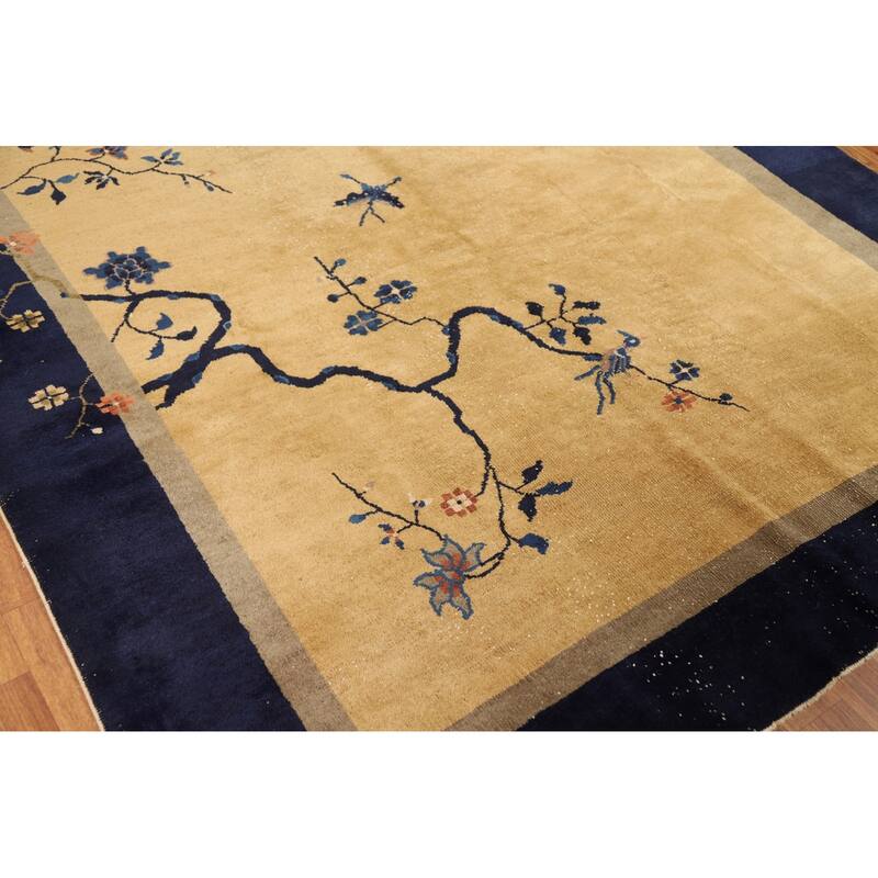 Vegetable Dye Art Deco Chinese Vintage Rug Hand-Knotted Wool Carpet - 6'0"x 11'8"