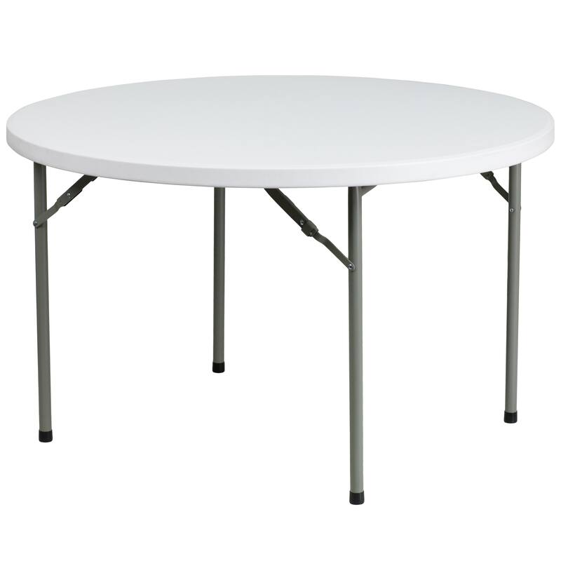48" Round Plastic Folding Table with Granite White Surface - Banquet Table