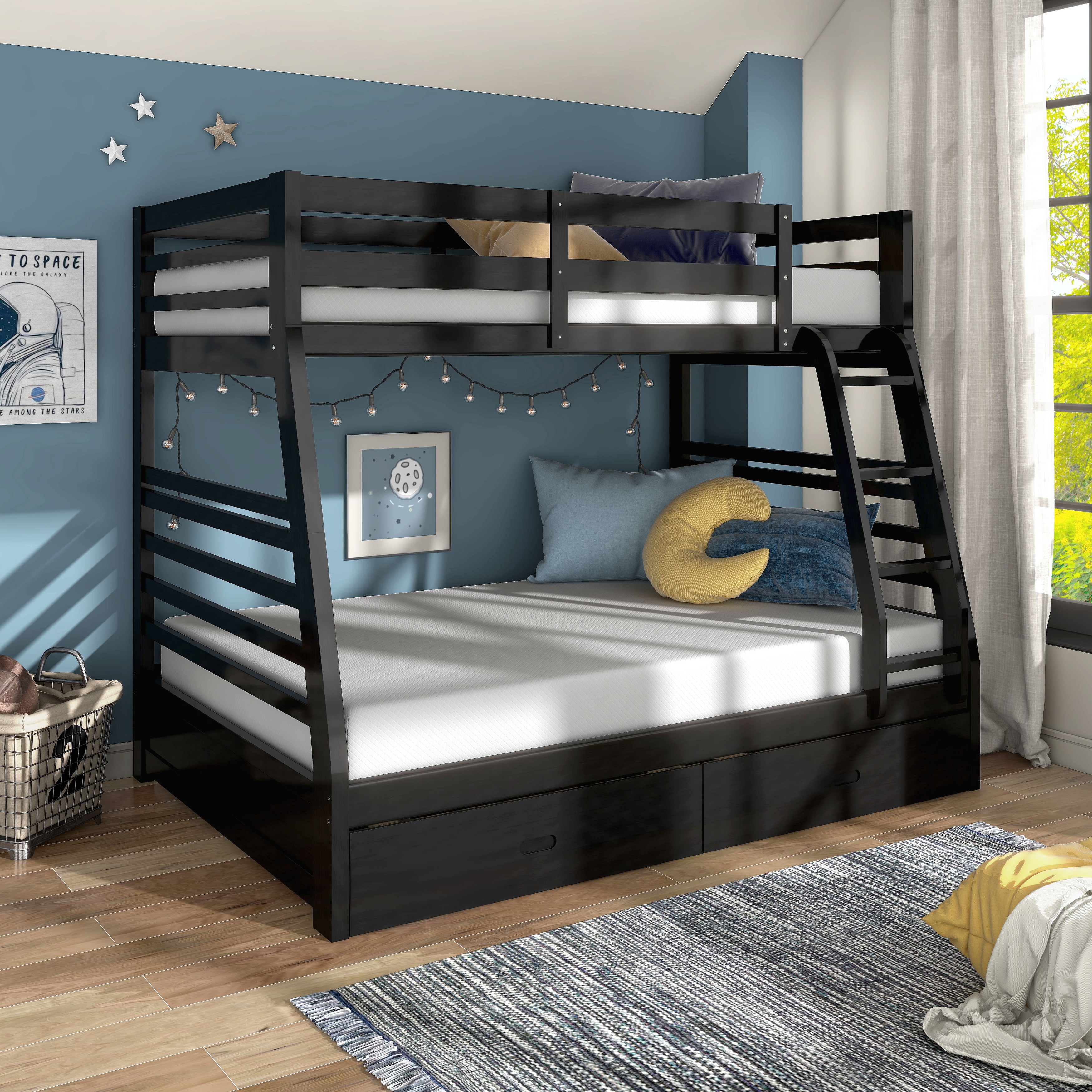 Cude Modern 3PC Bunk and Mattress Set Twin Full Solid Bunk Bed Set with 6 8 Memory Foam Mattress by Furniture of America Bed Bath Beyond 38255818
