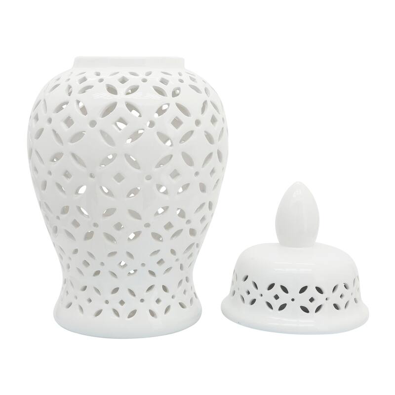 Sagebrook Home Neutral Ceramic Temple Ginger Jar