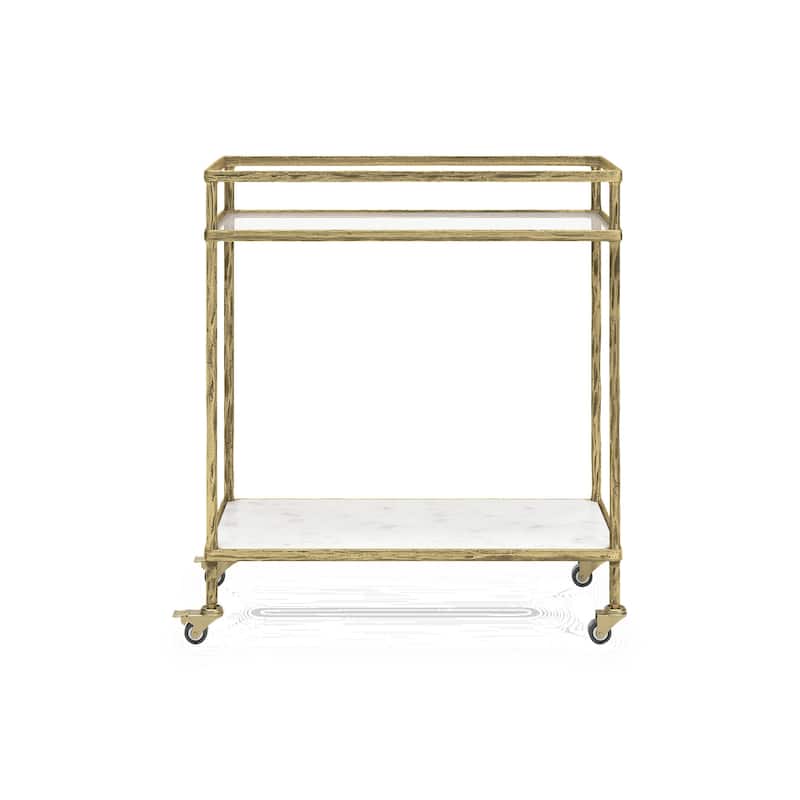 Signature Design by Ashley Plattfield Gold/Clear Bar Cart - 28" W x 14.5" D x 31.63" H
