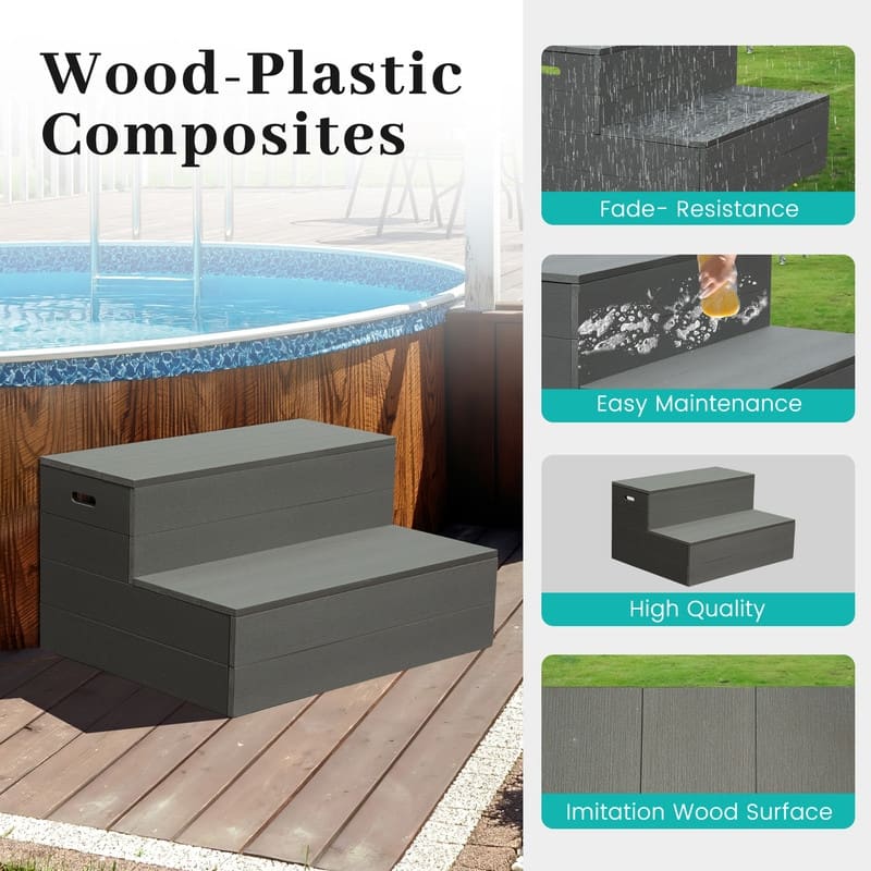 Domi Hot Tub Steps, Universal Spa & Hot Tub Step, Heavy Duty Aluminum Spa Steps, Non-Slip Spa Stairs for Outdoor/Indoor