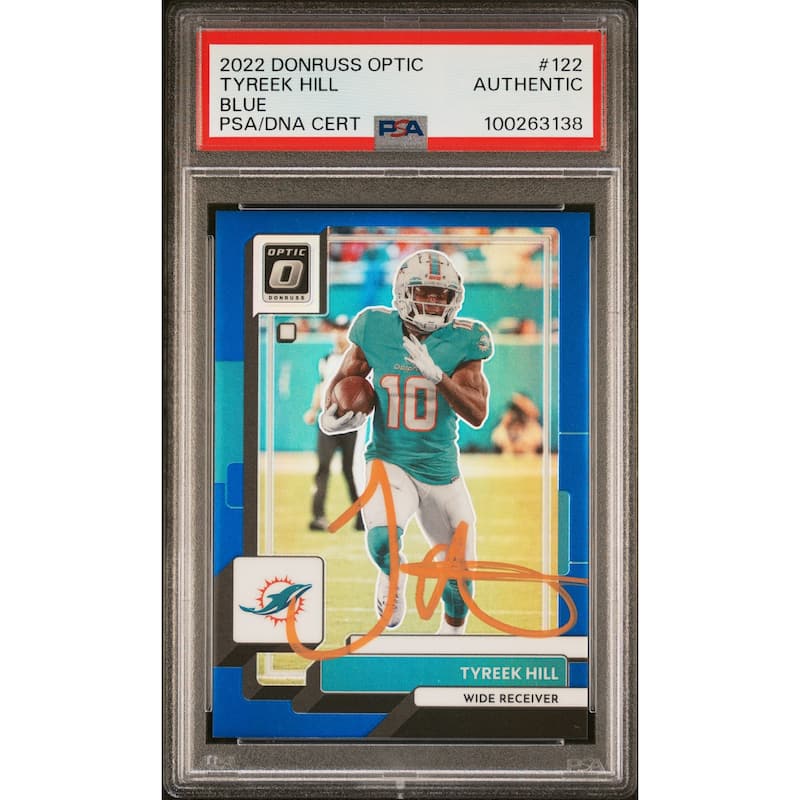Tyreek Hill 2022 Panini Donruss Optic Blue Signed Card #122 Auto PSA 2/179 - 8' x 11'
