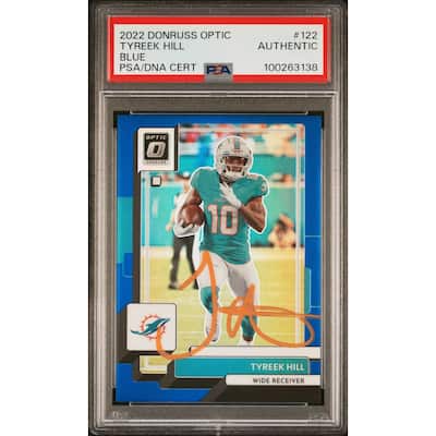 Tyreek Hill 2022 Panini Donruss Optic Blue Signed Card #122 Auto PSA 2/179 - 8' x 11'