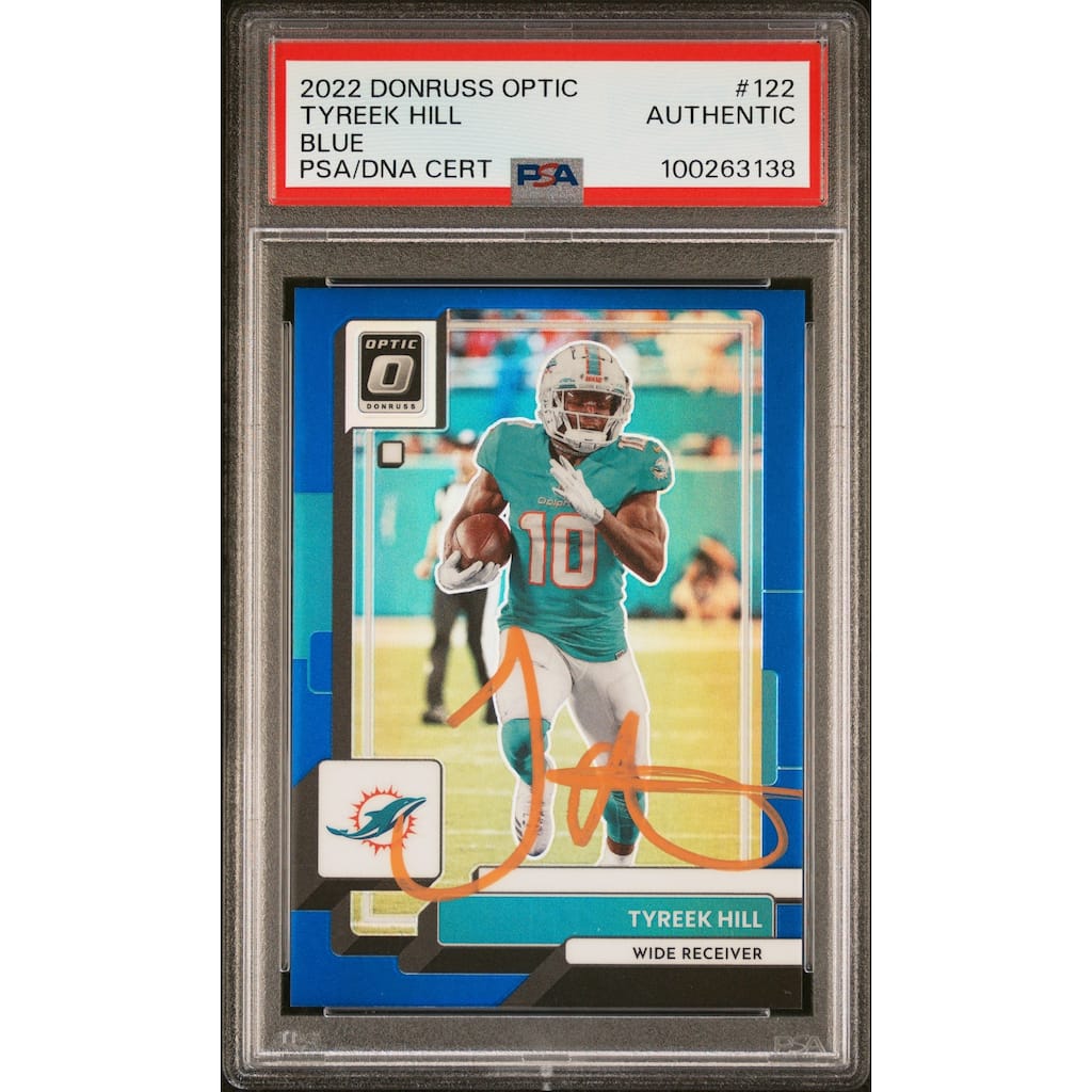 Tyreek Hill 2022 Panini Donruss Optic Blue Signed Card #122 Auto PSA 2/179 - 8' x 11'