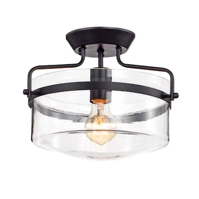 Merwin 1-Light Matte Black Semi-Flush Ceiling Lamp