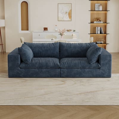 39.8" Cloud Sofa,Corduroy Fabric,Deep Seat Couches,Double-layer design,Removable Cushion, DIY Combination