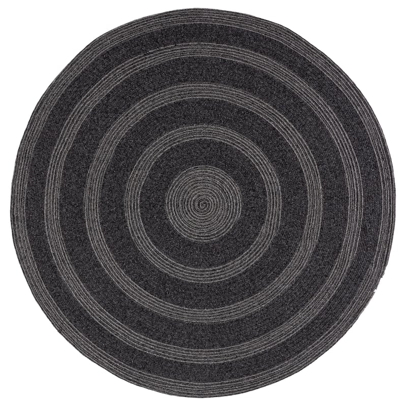 SAFAVIEH Handmade Braided Fatimah Washable Indoor/Outdoor Rug - Weather Resistant & Easy Cleaning - 5' Round - Charcoal