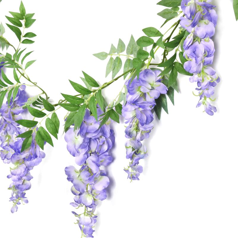 Set of 2 Purple Artificial Wisteria Flower Garland Hanging VIne 6ft - 72" L x 6" W x 6" DP