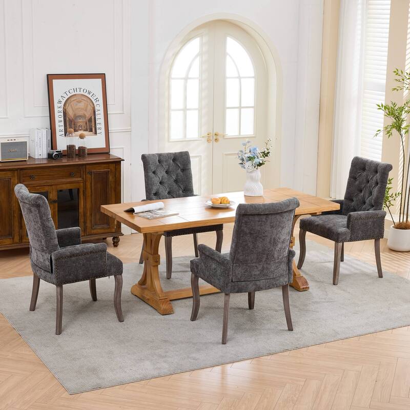 Roomfitters Upholstered Dining Chairs with Barrel Back and Wood Legs, Modern Accent Side Chairs for Living Room