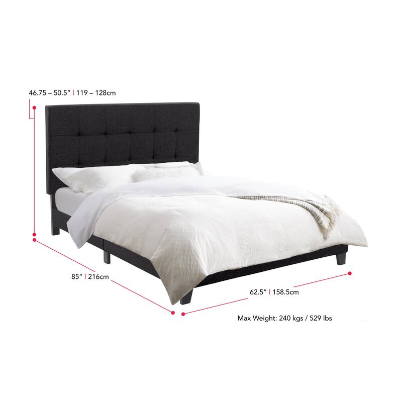 CorLiving Ellery Black Fabric Tufted Bed