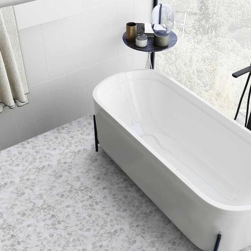 The Tile Life Huron Rock 12x12 Glacier Glass Pebble Floor & Wall Tile
