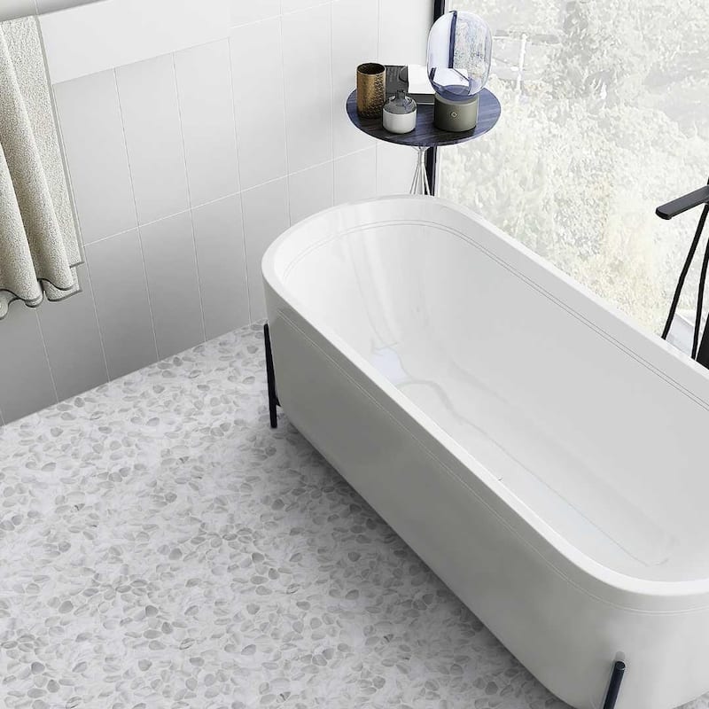 Huron Rock 12x12 Matte Glass Pebble Mosaic Tile - Floor, Wall, Backsplash