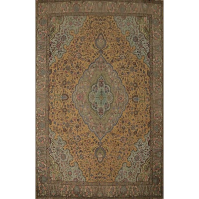 Hand Knotted Oriental 100% Wool Carpet Traditional Floral Oranges & Rust Tabriz Area Rug - 12' 7'' X 9' 10''