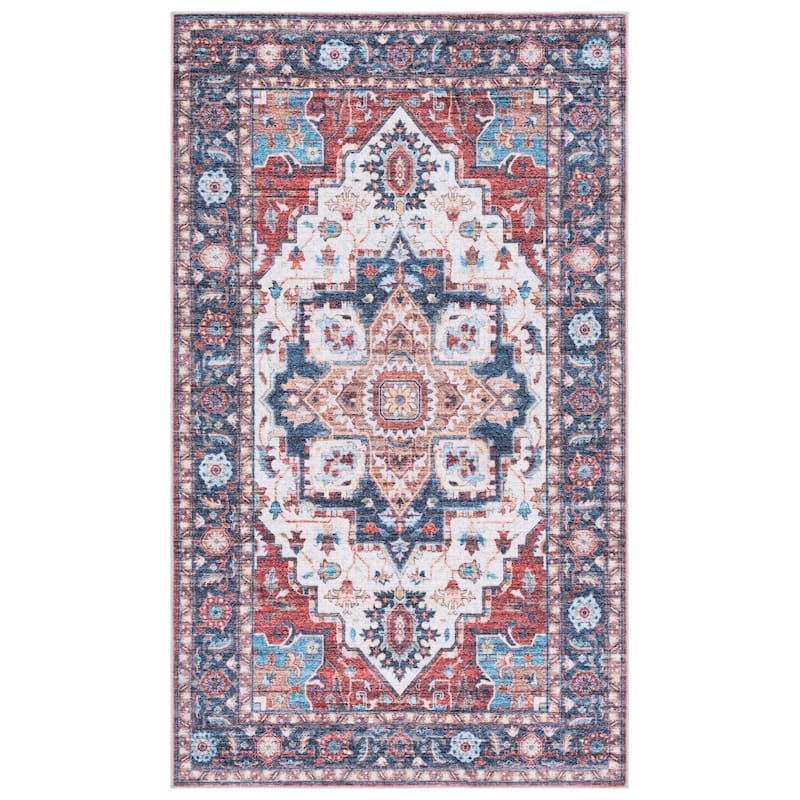 Martha Stewart Himkea Machine Washable & Slip Resistant Rug - 3' x 5' - Rust/Blue