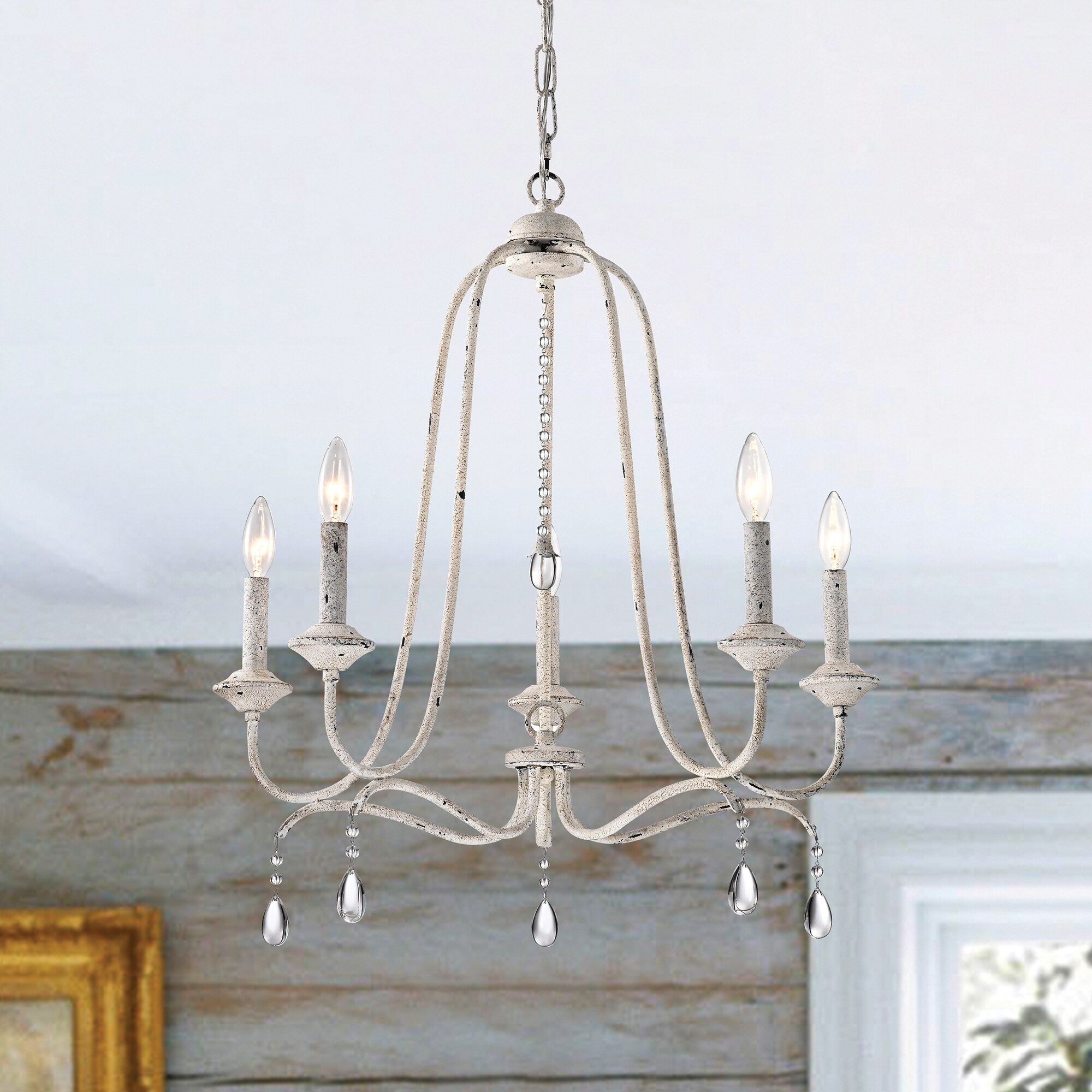 Distressed white chandelier outlet