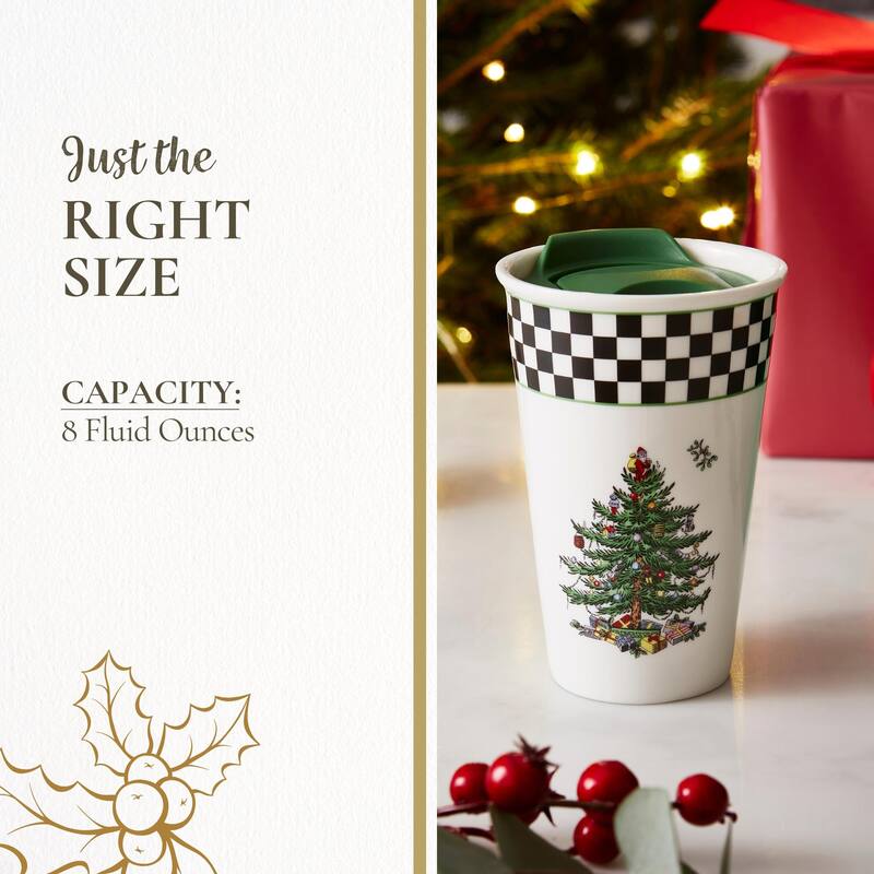 Spode Black and White Travel Mug - 8 oz