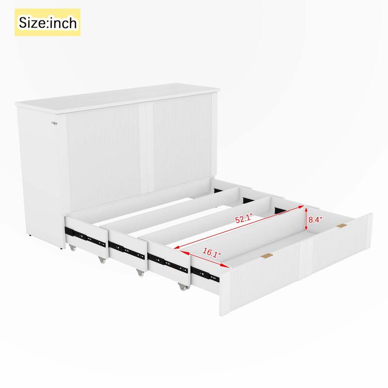 Queen Size Murphy Bed Wall Bed with drawer and USB Ports