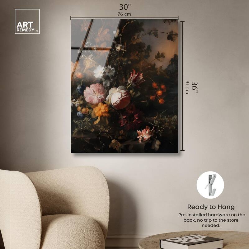 Shadowed Petal Secrets I Acrylic by Art Remedy, Ready to Hang