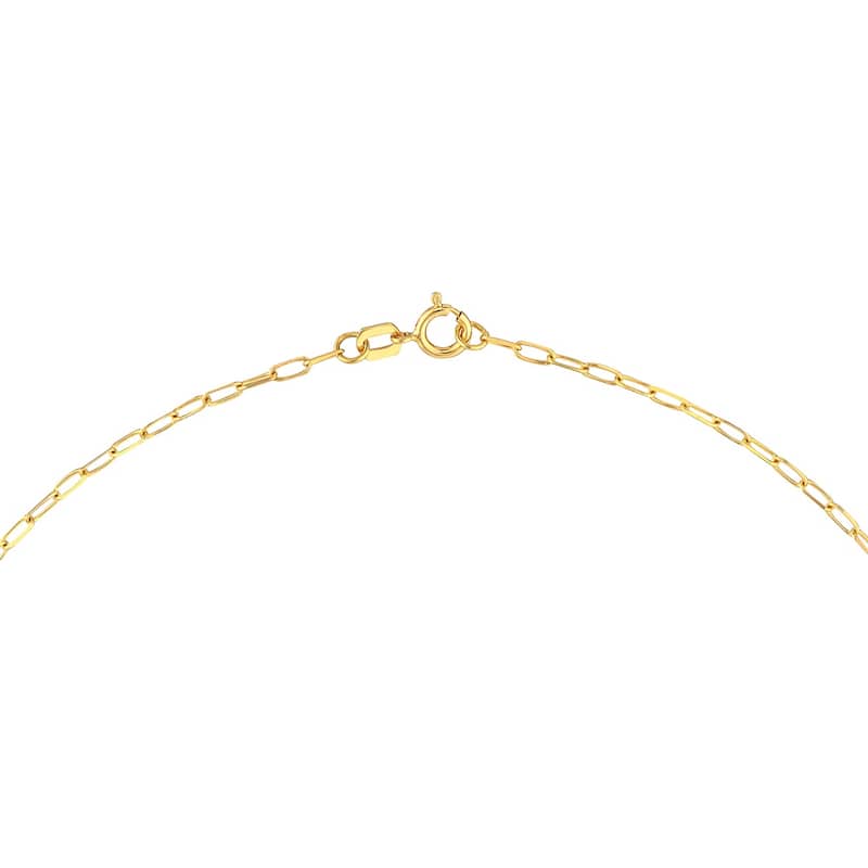 Curata 14k Yellow Gold 18" 7.4mm Heart Tag on 1.7mm Paperclip Chain Necklace