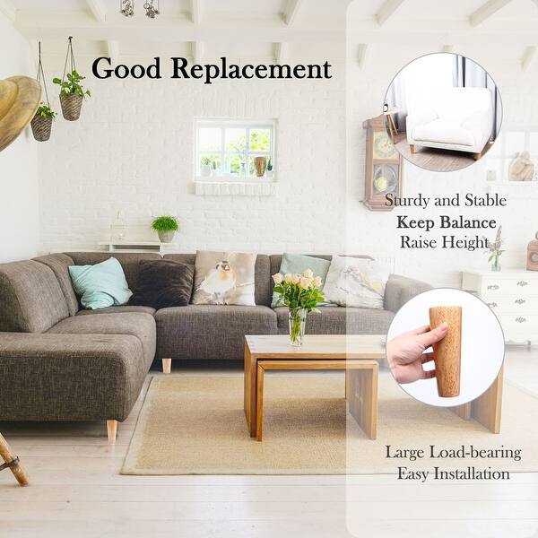 Shop 6 Inch Round Solid Wood Furniture Legs Sofa Bench Couch Shop 6 Inch Round Solid Wood Furniture Legs Sofa Bench Couch