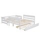 preview thumbnail 27 of 34, Twin Over Full Bunk Bed with Twin Trundle, Solid Wood Bunk Bed Frame with Ladder and Guardrail, Can Be Separated into 3 Beds