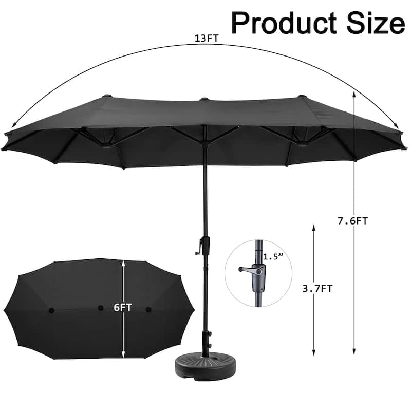 Autlaycil 13 ft Patio Umbrella with Crank For Outdoor Umbrella Base Included
